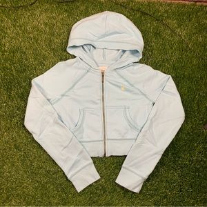 baby blue gap kids cropped zip up hoodie